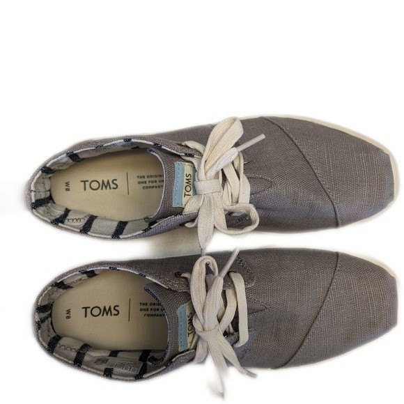 TOMS women's Bota Boots gray canvas sneakers - EUC - very clean! 8 - Picture 2 of 5
